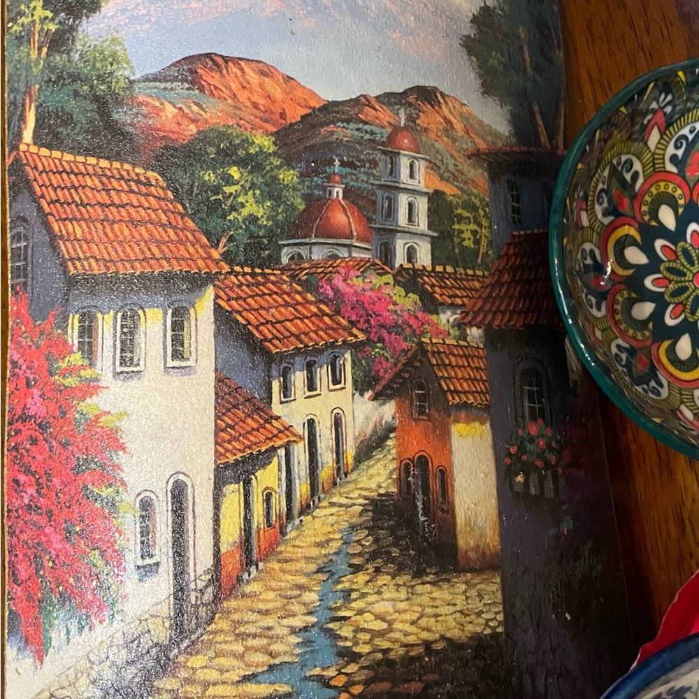 Colorful Village Scene Wall Art